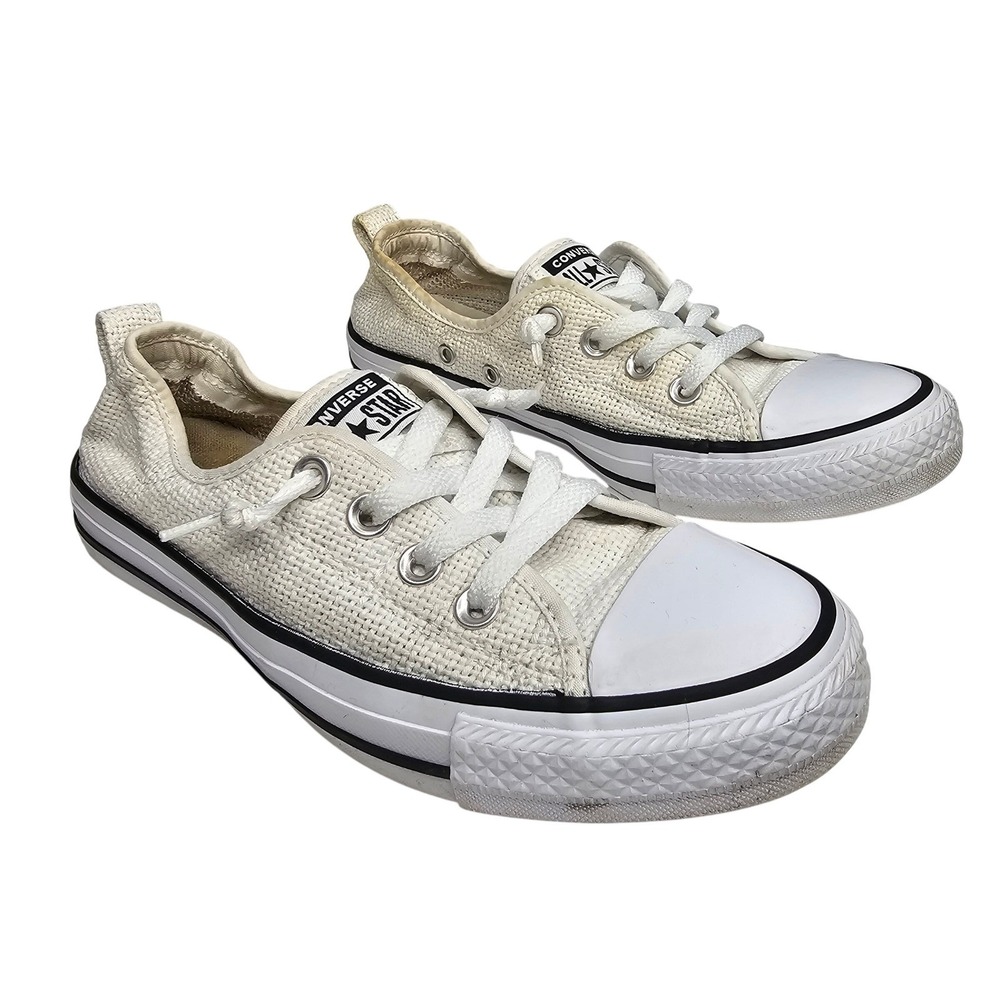 Converse Chuck Taylor Women 7 White Shoreline Knit Slip On Sneakers Low Top